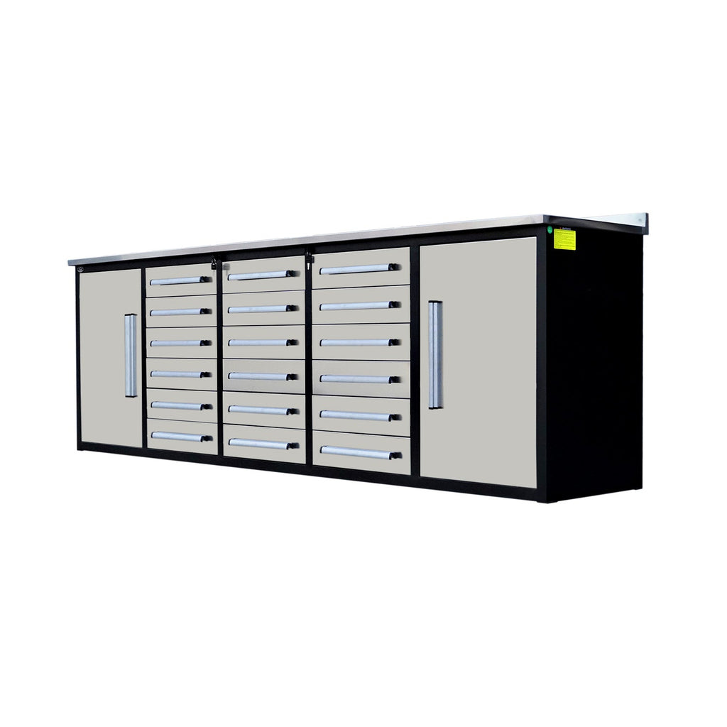 10ft Garage Storage Cabinet with 18 Drawers & 2 Cabinets