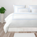400TC Cotton Classic Embroidery Sateen Solid Duvet Cover Set